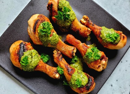 Grilled Drumsticks with Italian Salsa Verde