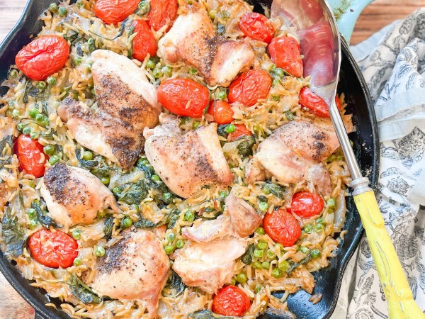 One Pot Chicken Orzo Bake