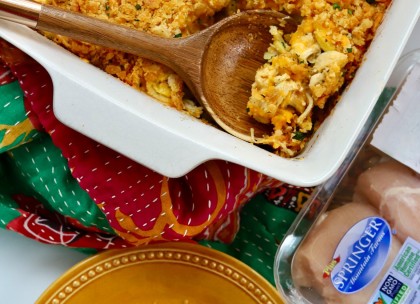 Yellow Squash Casserole With Shredded Chicken