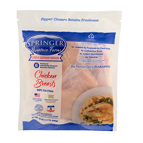 Springer Mountain Farms Boneless Skinless Chicken Breast Filets Front of Package