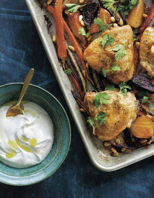 Za’atar-Rubbed Chicken with Carrots, Beets, and Labne
