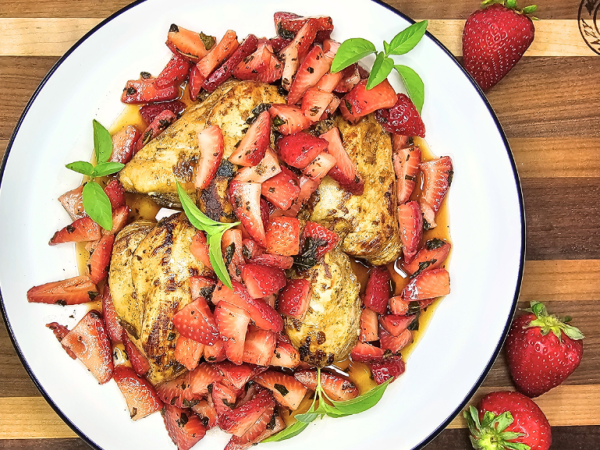 Balsamic Chicken With Strawberry Basil Bruschetta