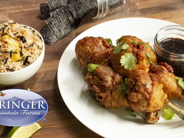 Soy Glazed Chicken Lollipops with Nori Rice Bowl