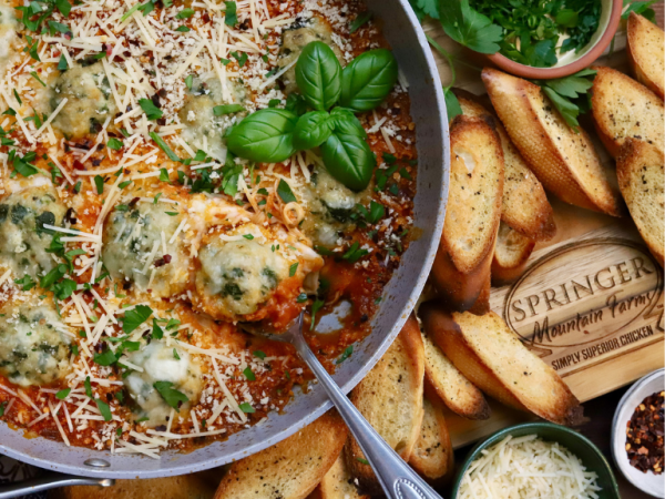 Cheesy Chicken Parmesan Meatball Skillet