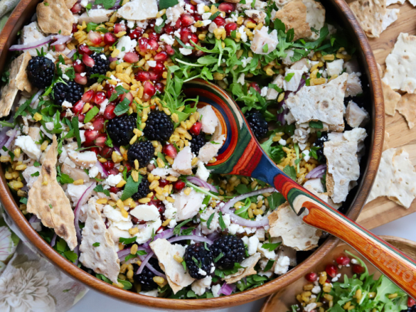 Chicken, Berry, Feta And Arugula Salad With Sumac Dressing