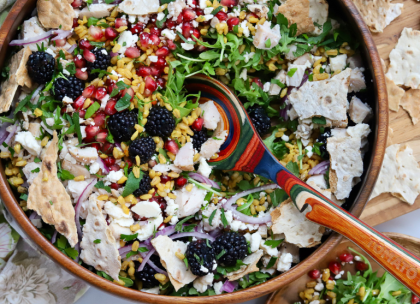 Chicken, Berry, Feta And Arugula Salad With Sumac Dressing