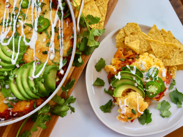 Skillet Chicken Tamale Pie With Cheesy Cornbread