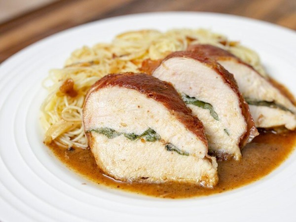 Chicken Saltimbocca with Aglio Olio Angel Hair