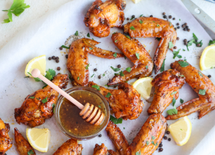 Crispy Honey Lemon Pepper Baked Wings