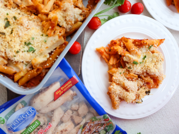 Dump And Bake Chicken Parmesan Pasta