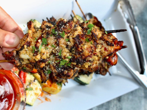 Grilled Garlic Parmesan Chicken Skewers