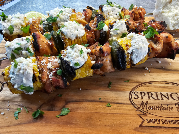 Grilled Mexican Street Corn And Chicken Kabobs