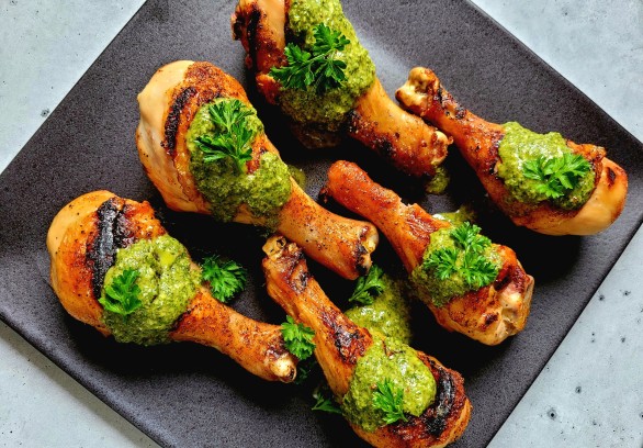 Grilled Drumsticks with Italian Salsa Verde