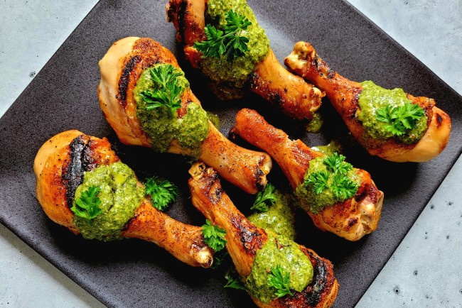 Grilled Drumsticks with Italian Salsa Verde