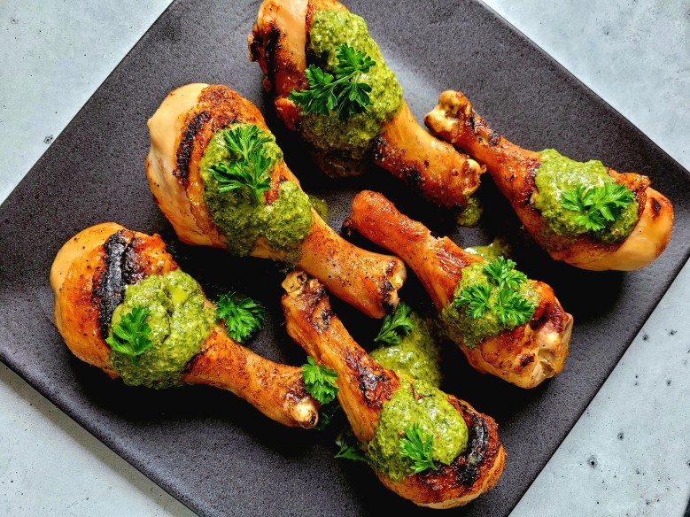 Grilled Drumsticks with Italian Salsa Verde