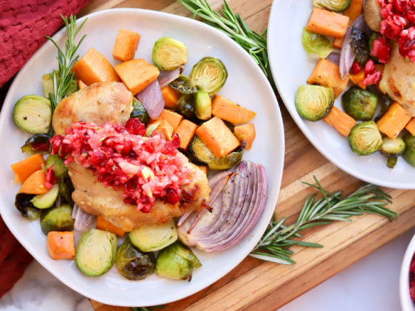 Maple-Dijon Sheet Pan Chicken with Cranberry Apple Relish