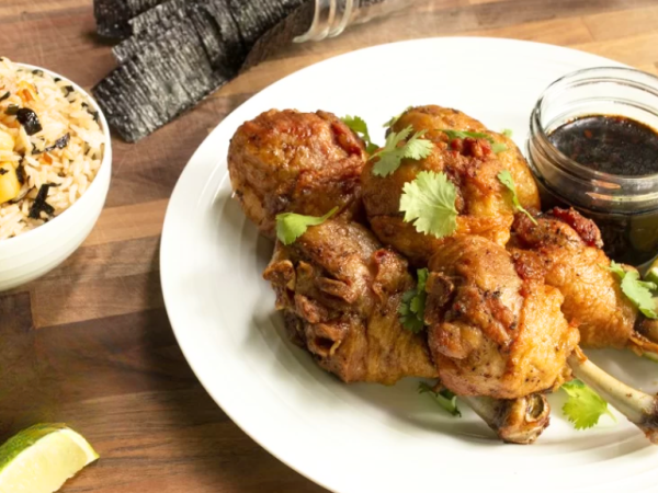 Soy Glazed Chicken Lollipops with Nori Rice Bowl